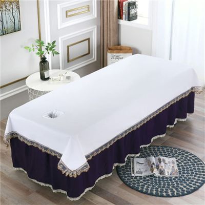 Cotton Spa Massage Treatment Table Bed Cover with Face Hole Salon Bed Sheet Solid Color Massage Table Sheet Beauty Salon Spa Sheet for Massage Bed-F 31x79inch(80x200cm)