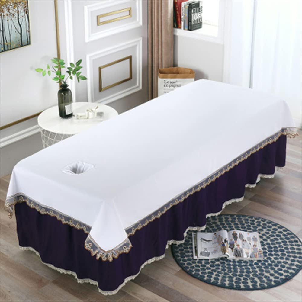 Cotton Spa Massage Treatment Table Bed Cover with Face Hole Salon Bed Sheet Solid Color Massage Table Sheet Beauty Salon Spa Sheet for Massage Bed-F 31x79inch(80x200cm)