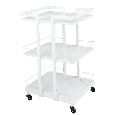 Esthetician Cart with Wheels Utility Salon Rolling Trolley, White Mobile Storage Organizer for Beauty Spa Cosmetology Massage, Tattoo Manicure Facial Tool Holder Station