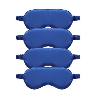 TOPTIE 4 Pack Silk Sleep Mask Blindfold Travel Nap Eye Cover Light Double-Side Smooth Rest Eyeshade, 8 1/4" x 3 3/4"-Royal Blue
