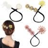 Delicate Shining Flowers Hair Bun Maker with Scrunchies - Elegant Curler for Women and Girls (Style 4) view 1