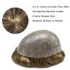 Full PU Toupee for Men Human Hairpiece Durable Thin Skin Hair Replacement System Mens Toupee 0.1MM Skin PU Injected Hair Units for Men 8"X10" #1730 17# DARK ASH BLONDE WITH 30% SYNTHETIC GREY view 3