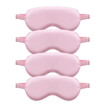 TOPTIE 4 Pack Silk Sleep Mask Blindfold Travel Nap Eye Cover Light Double-Side Smooth Rest Eyeshade, 8 1/4" x 3 3/4"-Light Pink