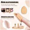 WishLotus 6Pc Mini Finger Powder Puff, Drop-Shaped Makeup Sponges for Foundation, Reusable Loose Powder Puffs with Small Case for Women&Girls and Makeup Setting Wet & Dry(Blue+Nude) view 4