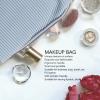Travel Makeup Bag, Blue Fashionable Cute PU Leather Portable Zipper Toiletry Handbags Purses Cosmetic Bag for Women Girls view 3