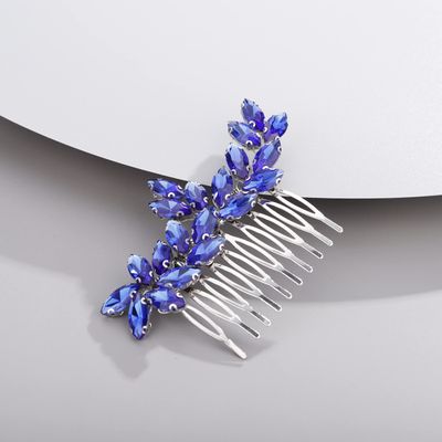 Chargances Bride Wedding Rhinestone Hair Comb Royal Blue Crystal Hair Side Comb Fashion Handmade Headpiece Bridal Hair Accessories for Wedding Prom Flower Girl (Royal Blue)
