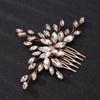 Teyglen Women's Dainty Rose Gold Bridal Hair Comb - Luxurious Shiny Rhinestones Hair Accessory for Brides and Girls (Rose Gold) view 3