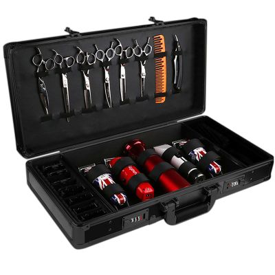 Barber Carrying Case, Barber Beauty Salon Tool Kits Storage, Portable Travel Carry Case Hairdresser for Hair Stylist Pet Groomer, Barber Travel Organizer Tool Box Shears Clippers Trimmers Case Lock