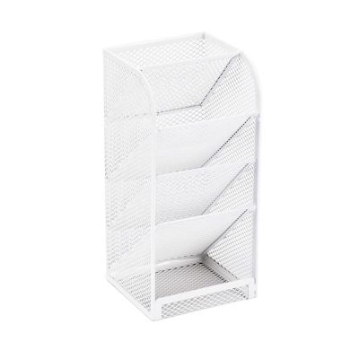 Jaugufiy Metal Makeup Brush Holder Organizer Pen Holder Compartments Multi-Purpose Cosmetics Brushes Storage Box , Beauty Tools, Pencil (White)
