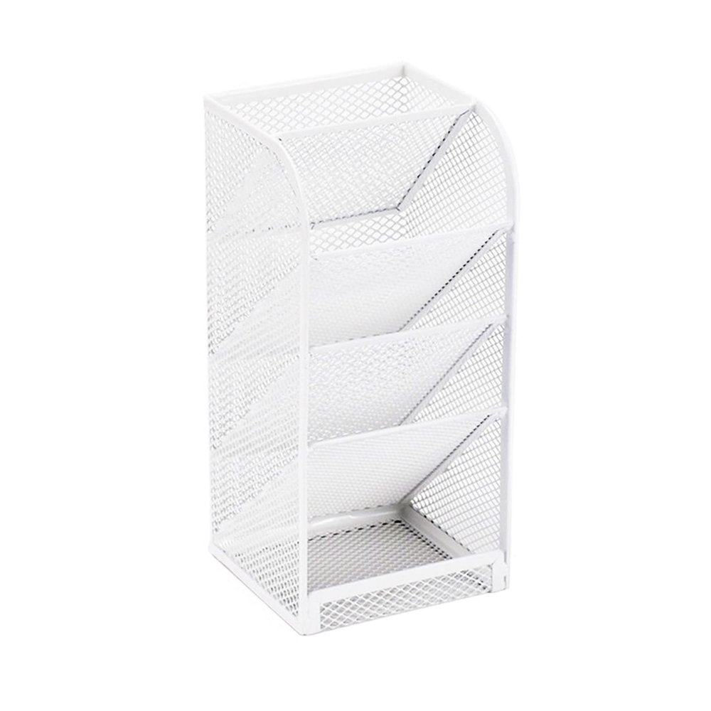 Jaugufiy Metal Makeup Brush Holder Organizer Pen Holder Compartments Multi-Purpose Cosmetics Brushes Storage Box , Beauty Tools, Pencil (White)