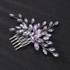 Teyglen Women Dainty Simple Rhinestones Hair Comb - Luxurious Shiny Bridal Side Hair Accessories for Bride, Wedding (Light Purple) view 2