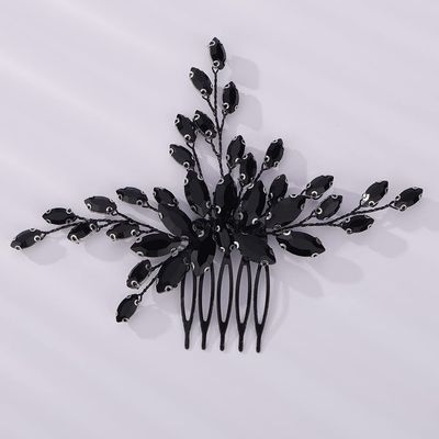 Teyglen Simple Full Rhinestone Hair Comb - Crystal Bride Wedding Hair Comb - Luxurious Black Crystal Bridal Side Comb - Vintage Headpiece for Women Bride Girl