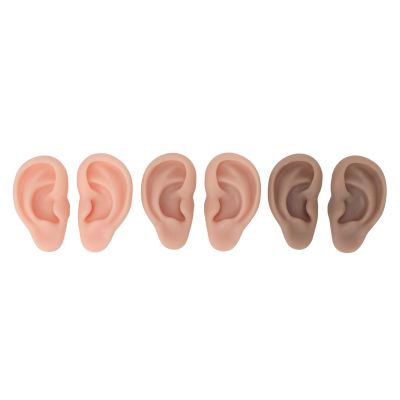 3 Pairs Silicone Ear Model, Soft Flexible Ears 3 Colors Artificial Reusable for Practice Ear Nose Navel Body Piercing Unit Tool Pierce Kit