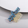 Chargances Bride Wedding Rhinestone Hair Comb Blue Crystal Hair Side Comb Fashion Handmade Headpiece Bridal Hair Accessories for Wedding Prom Flower Girl (Blue) view 1