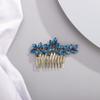 Chargances Bride Wedding Rhinestone Hair Comb Blue Crystal Hair Side Comb Fashion Handmade Headpiece Bridal Hair Accessories for Wedding Prom Flower Girl (Blue) view 2