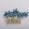 Chargances Bride Wedding Rhinestone Hair Comb Blue Crystal Hair Side Comb Fashion Handmade Headpiece Bridal Hair Accessories for Wedding Prom Flower Girl (Blue) view 3