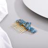 Chargances Bride Wedding Rhinestone Hair Comb Blue Crystal Hair Side Comb Fashion Handmade Headpiece Bridal Hair Accessories for Wedding Prom Flower Girl (Blue) view 4