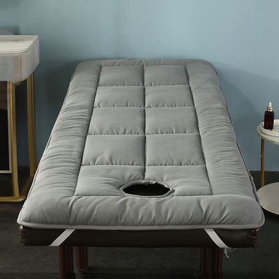 Foldable Bed Mattress Topper for Salon Beauty Massage Mattress Pad with Face Breath Hole Square Head Massage Table Mattress Protector for Spa Bed with Elastic Bands,Grey,60x185cm