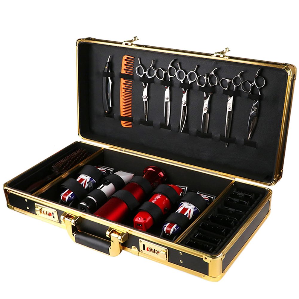 Barber Carrying Case, Beauty Barber Salon Tool Kits Storage, Portable Travel Carry Case Hairdresser for Hair Stylist Groomer, Barber Travel Organizer Tool Box Shears Clippers Trimmers Case Lock