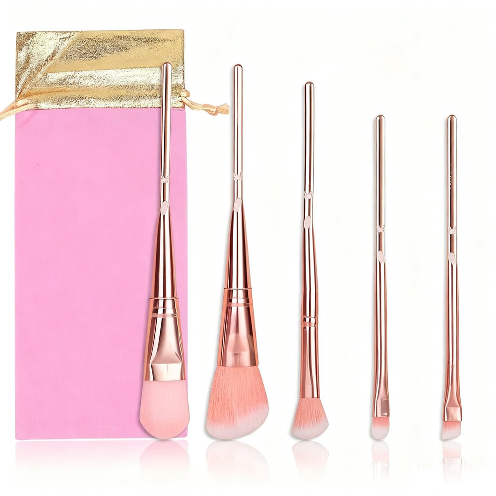 Makeup Brushes 5PCS Cartoon Girl Makeup Brushes Set Premium Synthetic Foundation Brush Blending Face Powder Blush Concealers Eye Shadows (Classic)