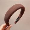 Girls' headband Solid color sponge headband Hair clip Fall/Winter plush face non-slip pressure headband Headband (Dark brown) view 1