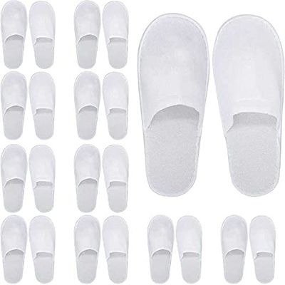 AV DECOR Toiletries 25 Pairs Hotel Accessories Guest House Kit Guest Room Slipper Free Size 5MM Sole Terry Towel - Pack of 25 pairs (White)(Unisex)