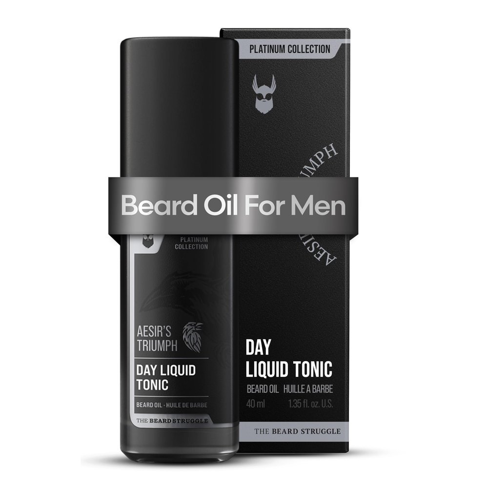 The Beard Struggle - Day Liquid Tonic Beard Oil - Platinum Collection, Aesir's Triumph - Beard Oil for Men - Moisturize, Softens Hair, Reduces Itch - Day Time Beard Growth Oil (1.35 Fl oz)