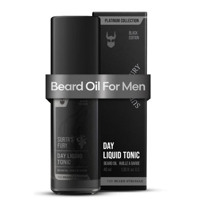 The Beard Struggle - Day Liquid Tonic Beard Oil - Platinum Collection, Surtr's Fury - Beard Oil for Men - Moisturize, Softens Hair, Reduces Itch - Day Time Beard Growth Oil (1.35 Fl oz)