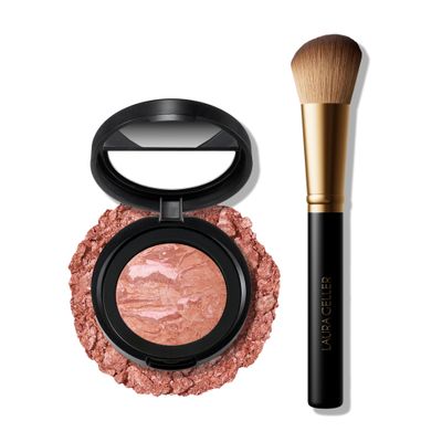 LAURA GELLER NEW YORK Baked Blush-n-Brighten Marbleized Blush + Angled Brush (06 Pink Grapefruit, 47mm)