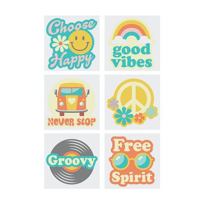 Groovy Party Tattoos - 72 Pieces