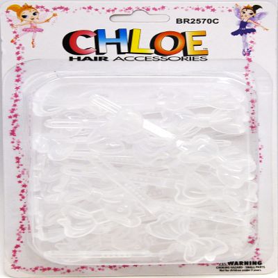Chloe Hair Accessories | Creamy Ribbon Hair Pin | 32 PCS - Clear