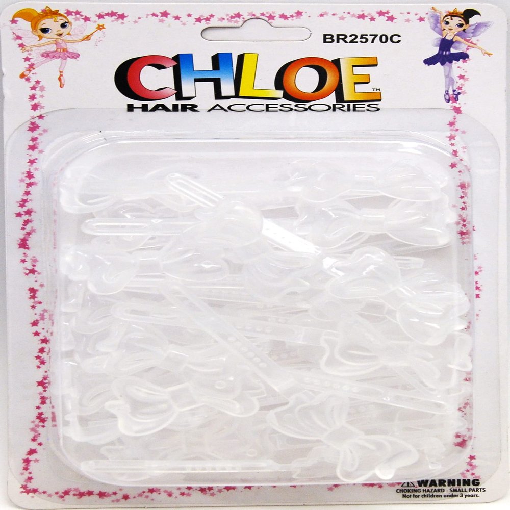 Chloe Hair Accessories | Creamy Ribbon Hair Pin | 32 PCS - Clear