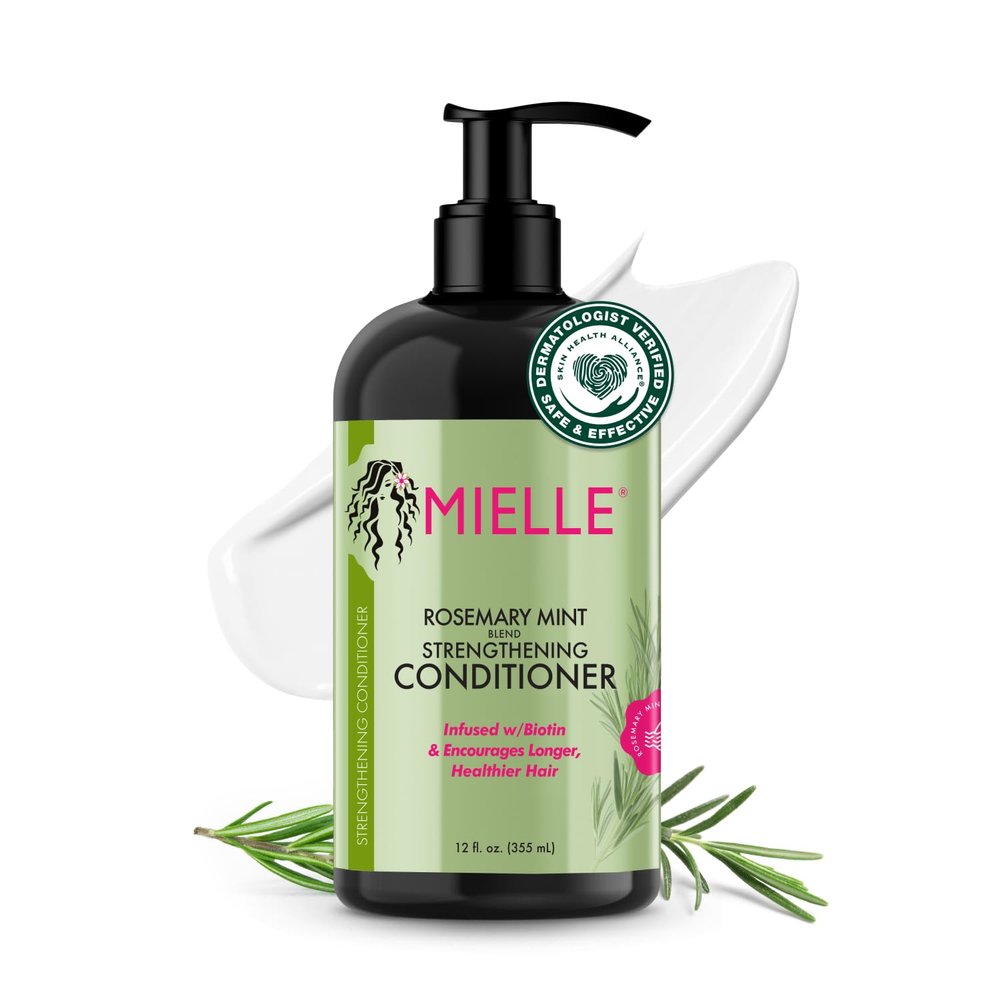 Mielle Organics Rosemary Mint Strengthening Hair Conditioner for Women & Men - Biotin Infused Detangling & Hydrating Conditioner to Increase Manageability & Support Longer, Healthier Strands, 12 oz