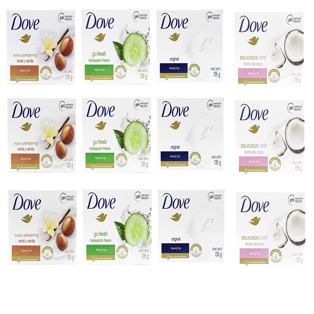 Dove Beauty Bar Soap Variety, Pack of 12 Assorted Scents