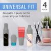 Maplefield Silicone Leakproof Bottle Sleeves - Spillproof Leak Locks for Travel - Versatile Stretch Sleeve Fits Toiletry Bottles - Easy Clean Reusable & Travel Essentials - Pack of 4, Grey view 4