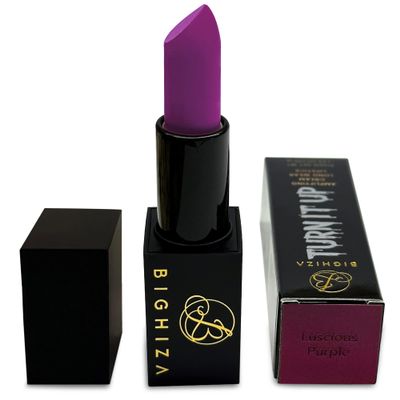 Bighiza Lipstick, Super high-impact color with shea butter and nutrient rich essential oils - Moisturizing Creamy Formula (Luscious Purple)