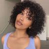 200% Density Bob Wig Short Curly Human Hair Wigs Pixie Cut Human Hair Wig For Black Women Full Machine Made Wig Fringe Bob Wigs With Bangs Natural Black Color 14Inch view 4