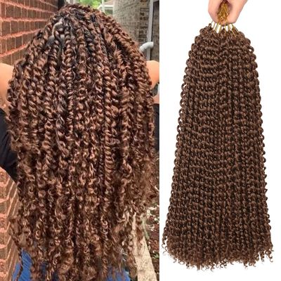 18 Inch Passion Twist Hair, Brown Water Wave Crochet Hair for Women Passion Twist Crochet Hair Long Bohemian Synthetic Curly Braiding Hair Passion Twists Braiding Hair (18 Inch (Pack of 2), #30)