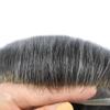 Mens Toupee Human Hair Piece French Lace Front Toupee for Men Indian Human Hair System Replacement Bleached Front Male Wigs(6X9"-110% Density, 1B30 1B# OFF BLACK WITH 30% SYNTHETIC GREY) view 3