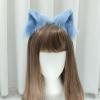 Lolita Cute Side Clip plush animal ear Headdress hand made fake animal ear hair clip cosplay party hair clip (Blue) view 1