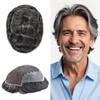 Toupee for Men Human Hair Piece Human Hair Replacement System Swiss Lace Mens Toupee Clear Poly Mens Hair Units Natural Hairline(8X10"-100% Density, 1B40 1B# OFF BLACK WITH 40% SYNTHETIC GREY) view 1