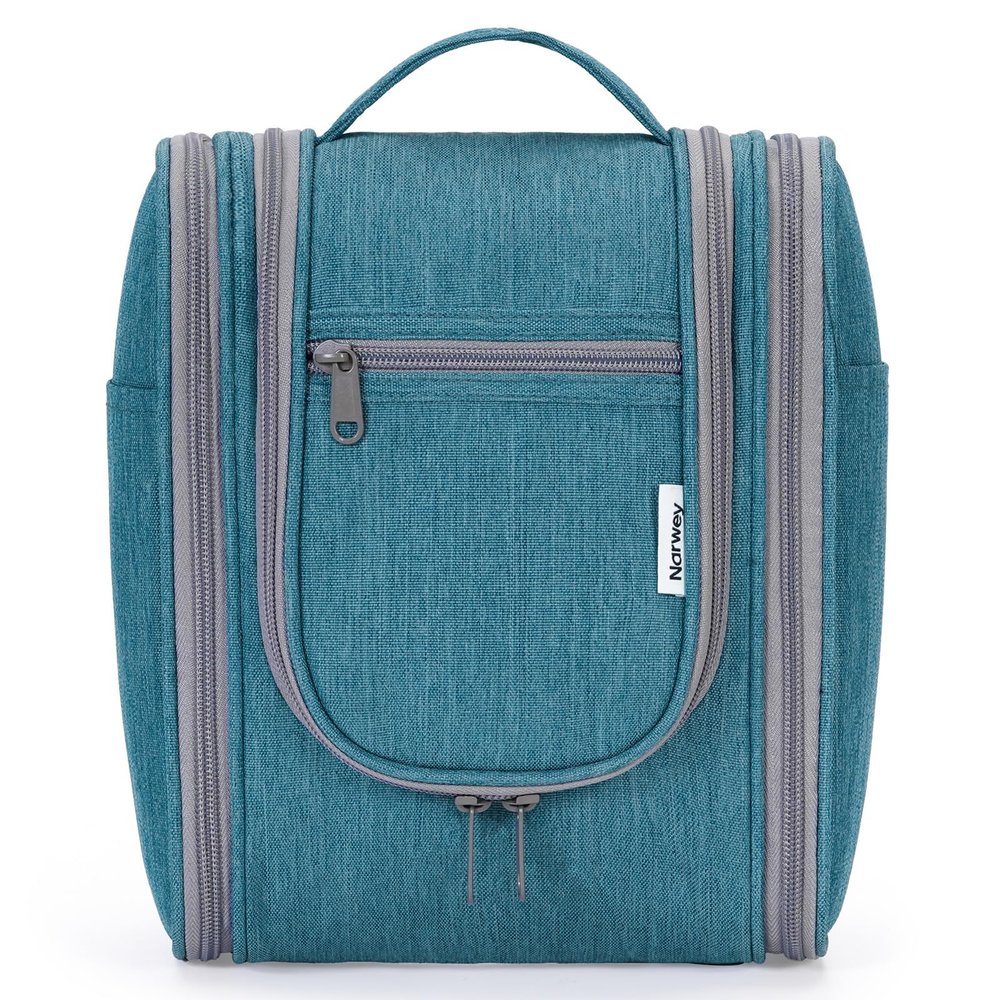 Narwey Small Hanging Travel Toiletry Bag Cosmetic Make up Organizer for Women and Men (Medium, Teal)