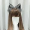 Lolita Cute Side Clip plush animal ear Headdress hand made fake animal ear hair clip cosplay party hair clip (Grey) view 1