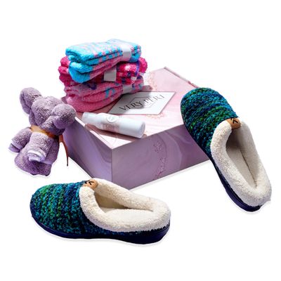 VERY PERI Birthday Gift Box for Women Curated Gift Box for Her Gift Box Assortment with Slippers Socks Body Lotion Towel & Message Gift Card Perfect Return Gift Present