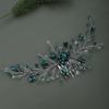 Teyglen Bridal Wedding Gold Silver Dainty Hair Combs Green Rhinestones Crystal Side Hair Comb Flower Crystal Bride Hair Accessories for Women and Girls (Silver Green) view 1