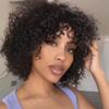 200% Density Bob Wig Short Curly Human Hair Wigs Pixie Cut Human Hair Wig For Black Women Full Machine Made Wig Fringe Bob Wigs With Bangs Natural Black Color 20Inch view 3