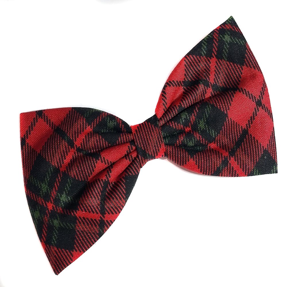 EmilyRose Couture Christmas Hair Bows (Barrette, Red & Black Plaid)