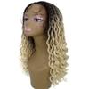 LUXLUXE Andrea 4x4 Curly 37 Inch Long Hand Tied Lace Braid Wig, Beauty Heat Resistant Fiber, (Black to Blonde Ombre) view 2
