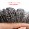 Toupee for Men Real Human Hair Replacement System French Lace Front Mens Toupee Bleached Knots Man Wigs Soft with Gray Hair Units (6X9"-110% Density, 330 3# DARK BROWN WITH 30% SYNTHETIC GREY) view 3