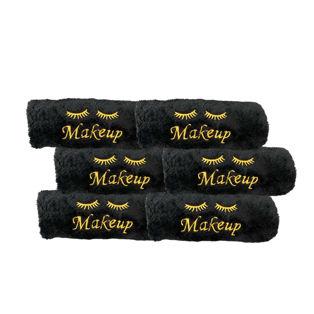 URBLUX Microfiber Makeup Remover Washcloths Set of 6 - Soft, Reusable Face Towels for Makeup Removal Eco-Friendly Embroidered Cleaning Cloths - Multipurpose Make Up Eraser  (Black/Gold Silk)